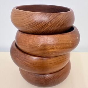 Set of 4 Vintage MCM Teak Bowls